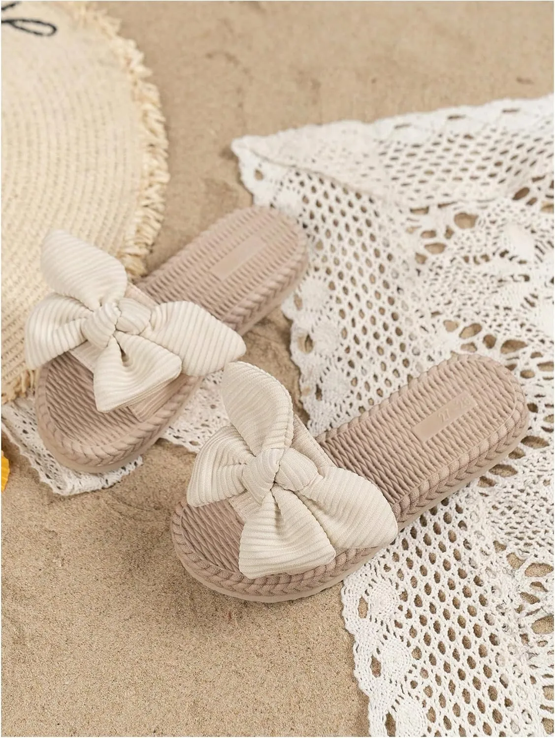 GORGLITTER Girl's Bow Sandals Open Toe Summer Cute Single Band Slip on Flat Sandals
