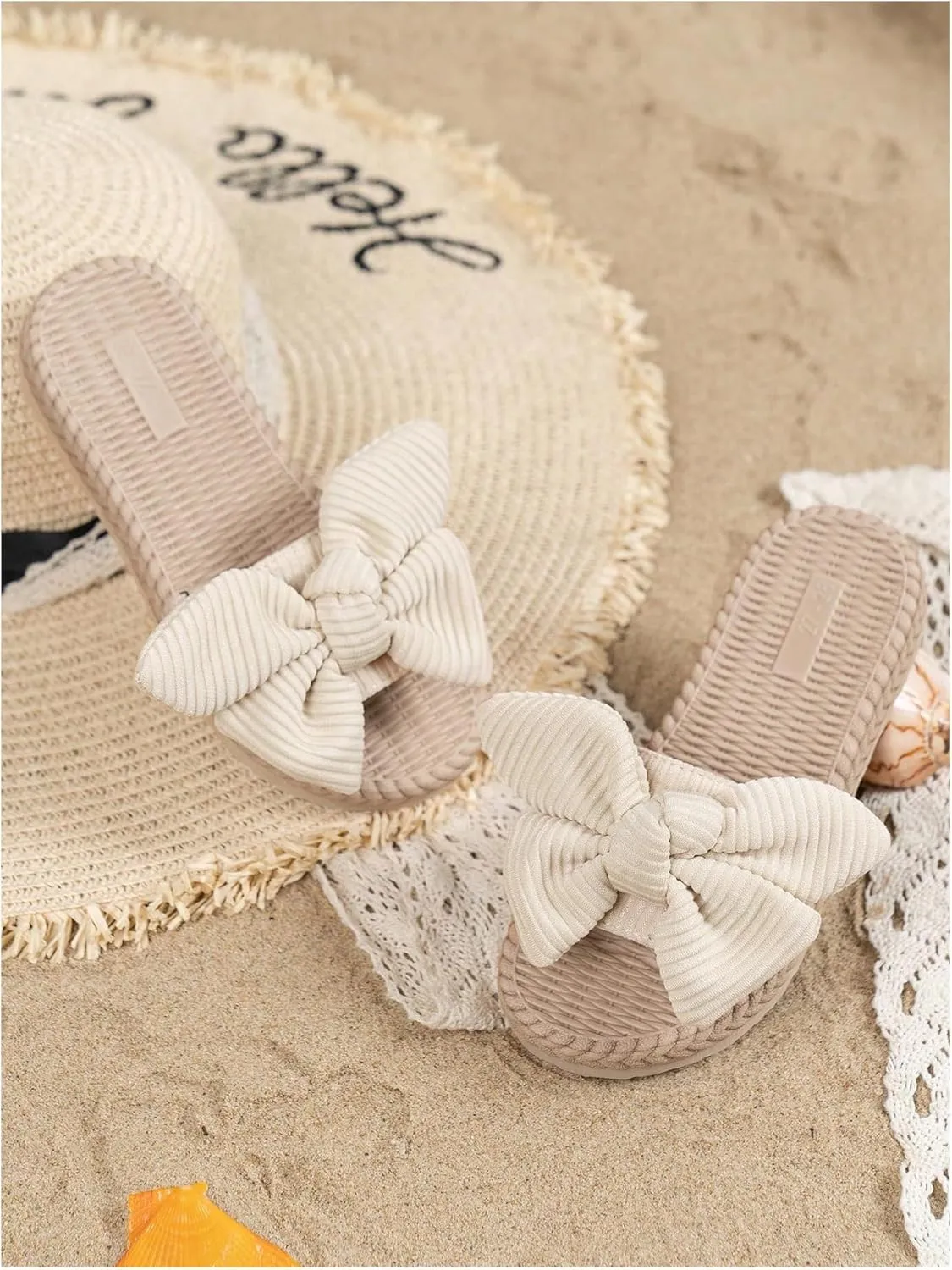 GORGLITTER Girl's Bow Sandals Open Toe Summer Cute Single Band Slip on Flat Sandals