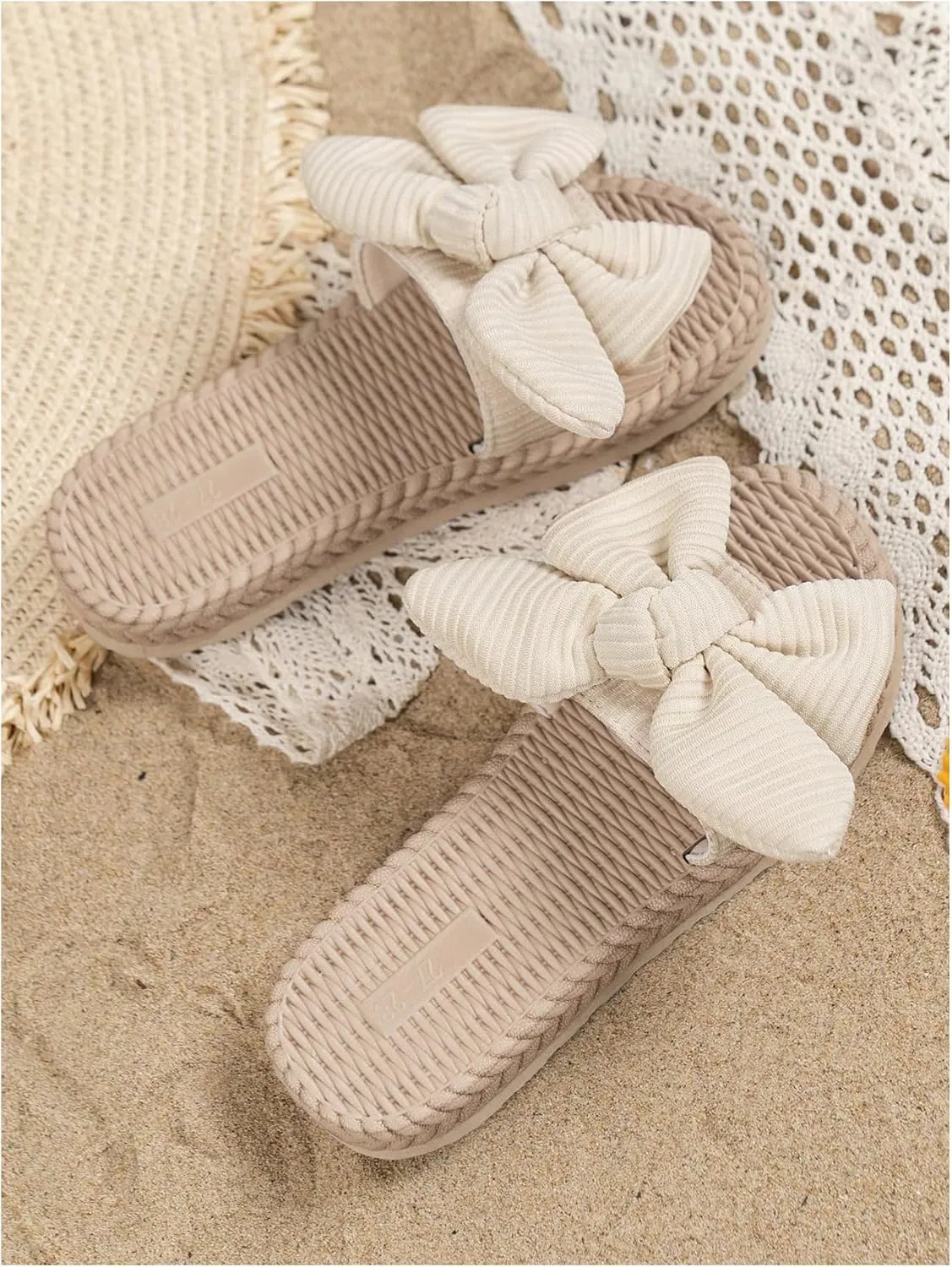 GORGLITTER Girl's Bow Sandals Open Toe Summer Cute Single Band Slip on Flat Sandals