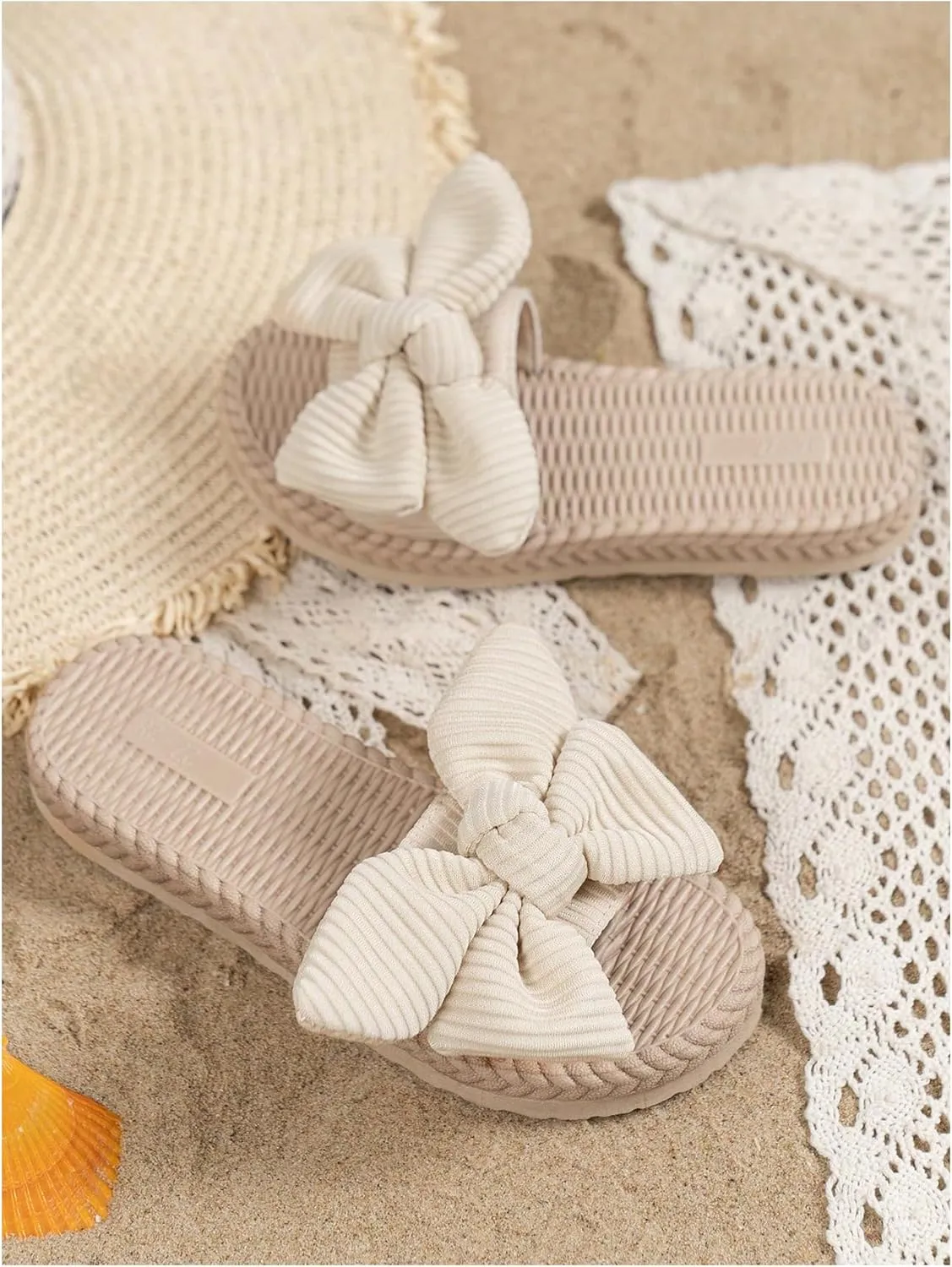 GORGLITTER Girl's Bow Sandals Open Toe Summer Cute Single Band Slip on Flat Sandals