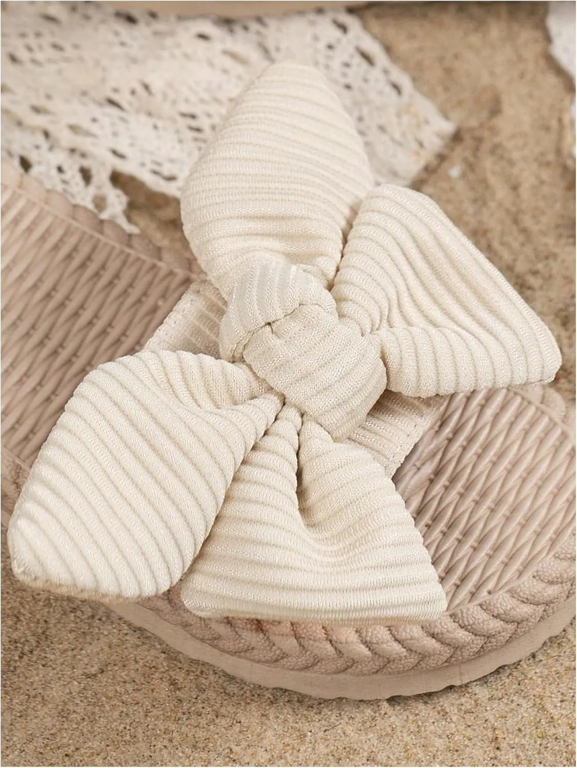 GORGLITTER Girl's Bow Sandals Open Toe Summer Cute Single Band Slip on Flat Sandals