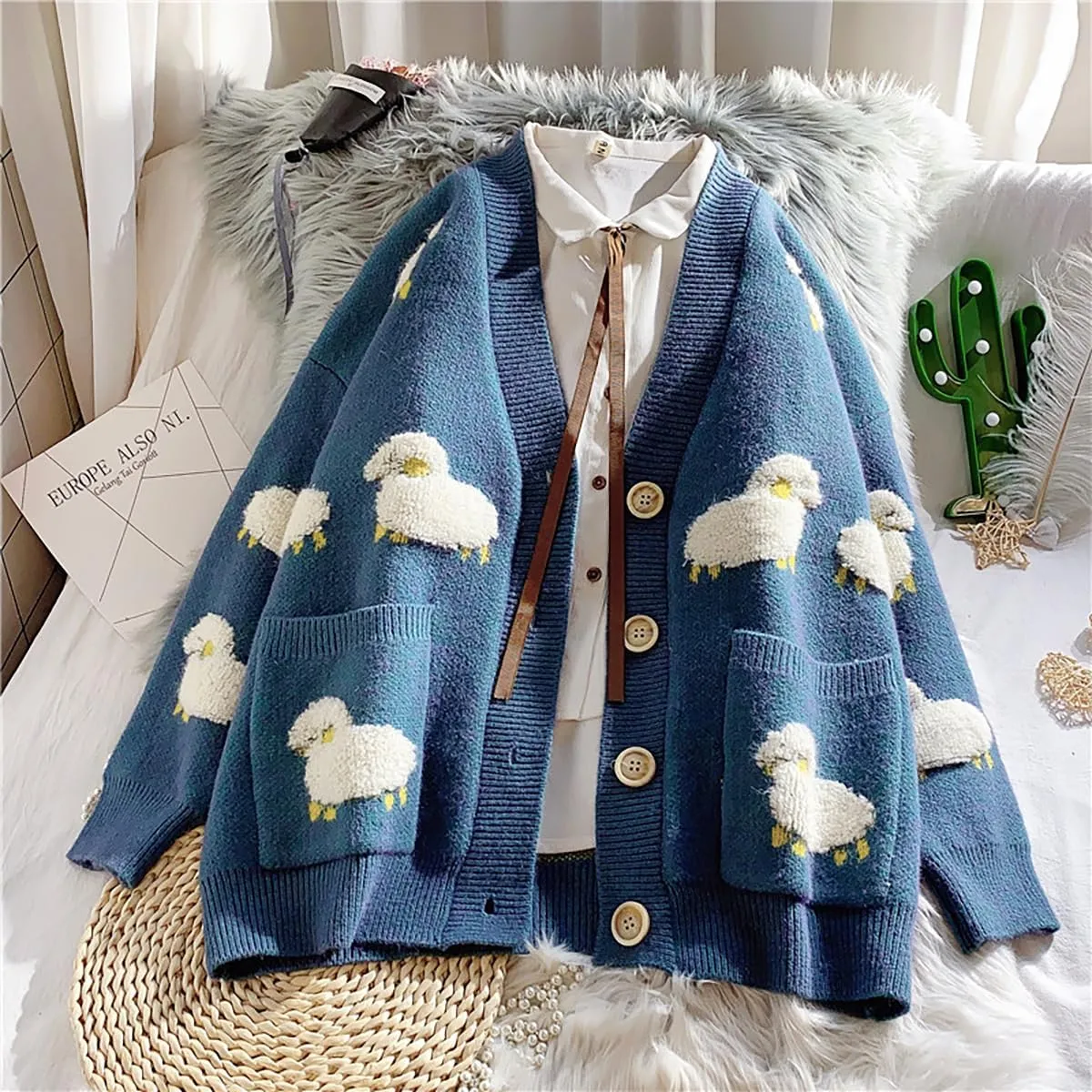 Gothic Sweater Harajuku Cardigan Sweater Sports Leisure Trend Warm Sweater Street Lazy Jacquard Hip Hop