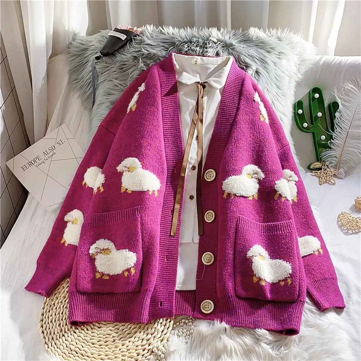 Gothic Sweater Harajuku Cardigan Sweater Sports Leisure Trend Warm Sweater Street Lazy Jacquard Hip Hop