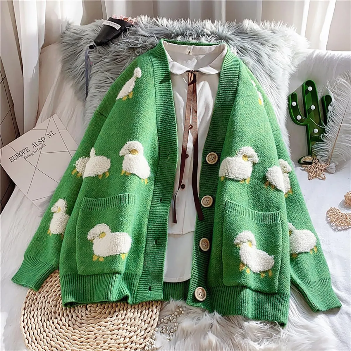 Gothic Sweater Harajuku Cardigan Sweater Sports Leisure Trend Warm Sweater Street Lazy Jacquard Hip Hop