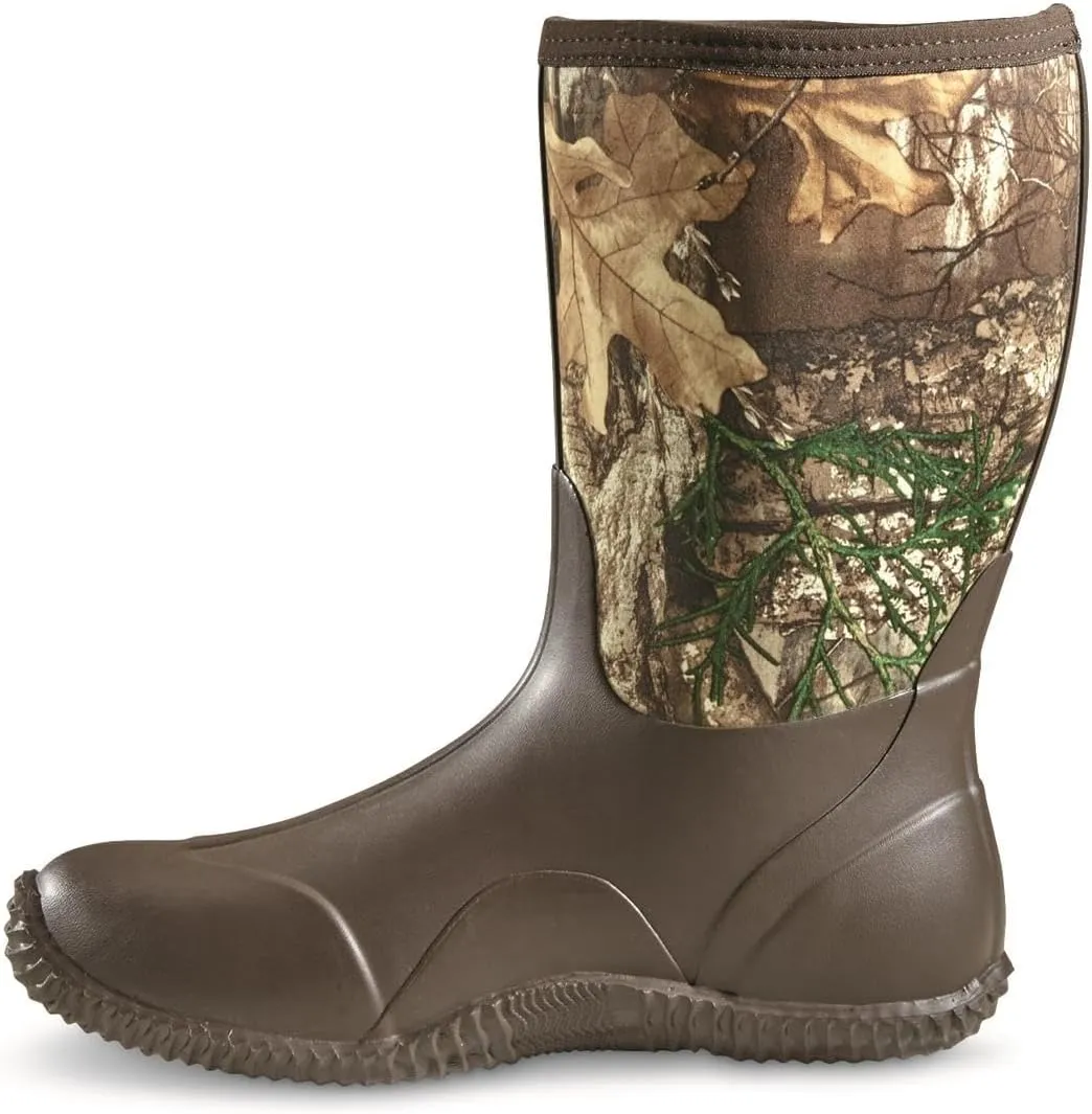 Guide Gear Men’s Mid Camo Bogger Rubber Boots Waterproof Rain Hunting Shoes