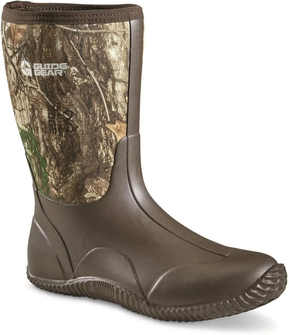 Guide Gear Men’s Mid Camo Bogger Rubber Boots Waterproof Rain Hunting Shoes
