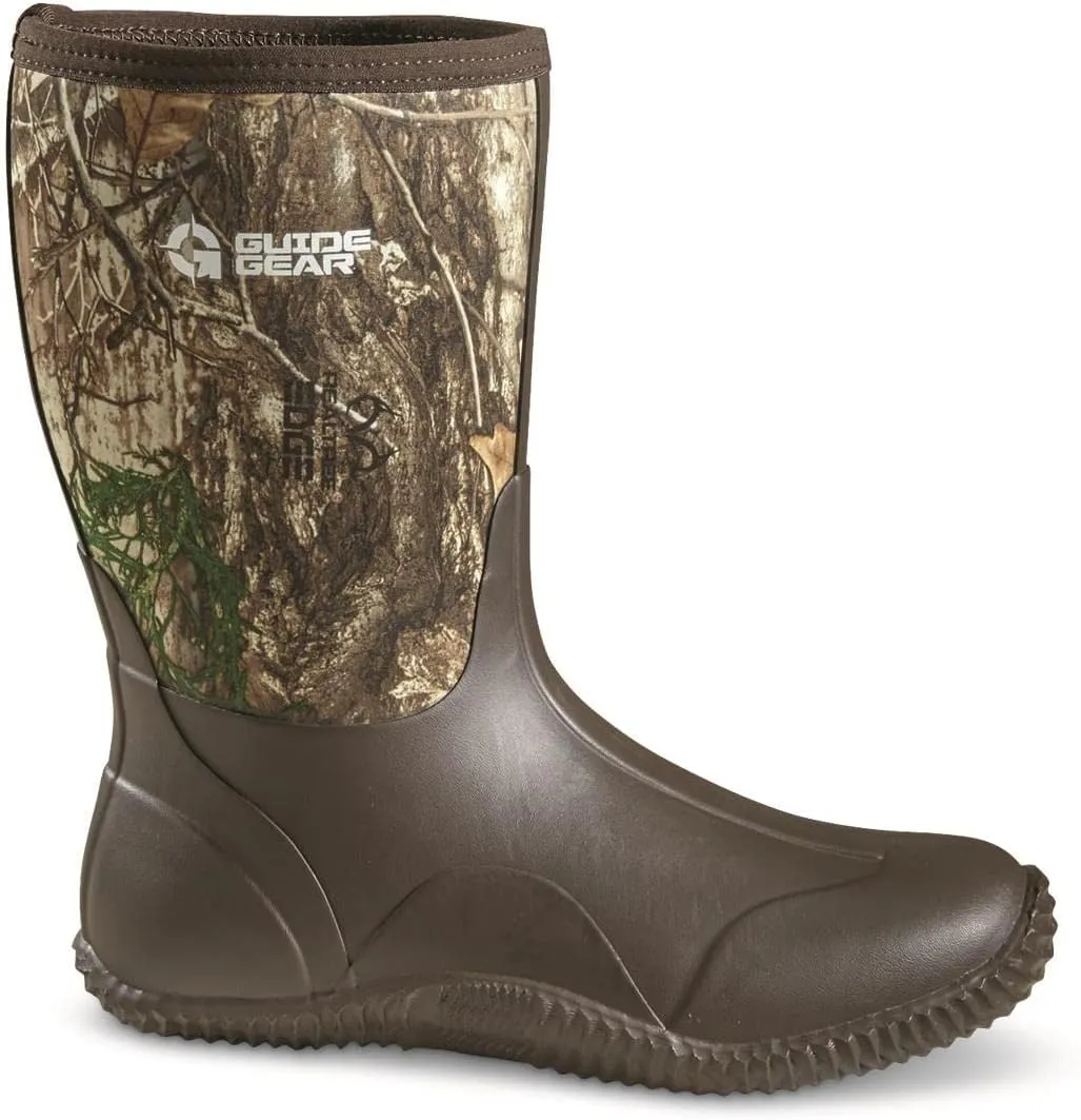 Guide Gear Men’s Mid Camo Bogger Rubber Boots Waterproof Rain Hunting Shoes