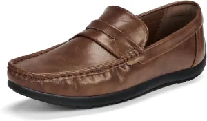 HEEZ Men's Loafers Slip On Shoes Penny Loafers Dress Shoes Leather Casual Driving Boat Shoes for Men
