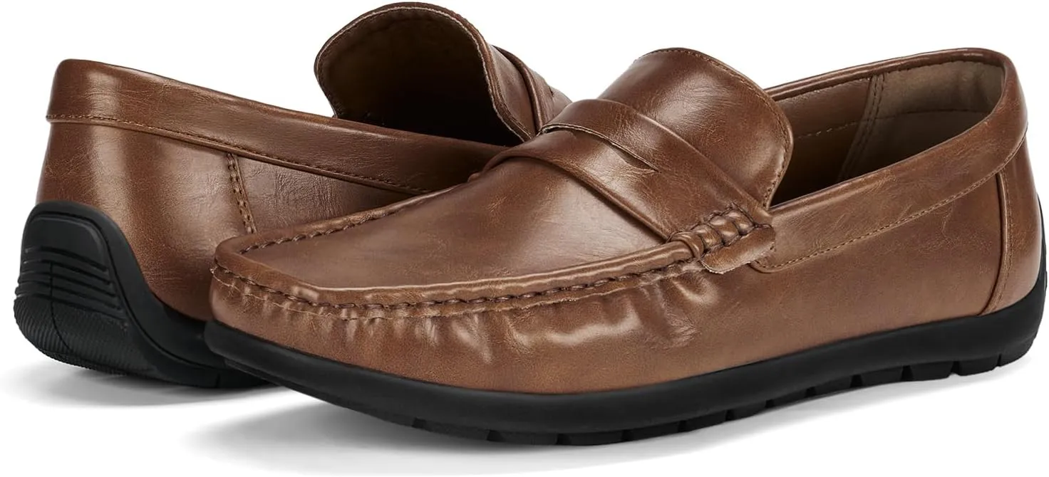HEEZ Men's Loafers Slip On Shoes Penny Loafers Dress Shoes Leather Casual Driving Boat Shoes for Men