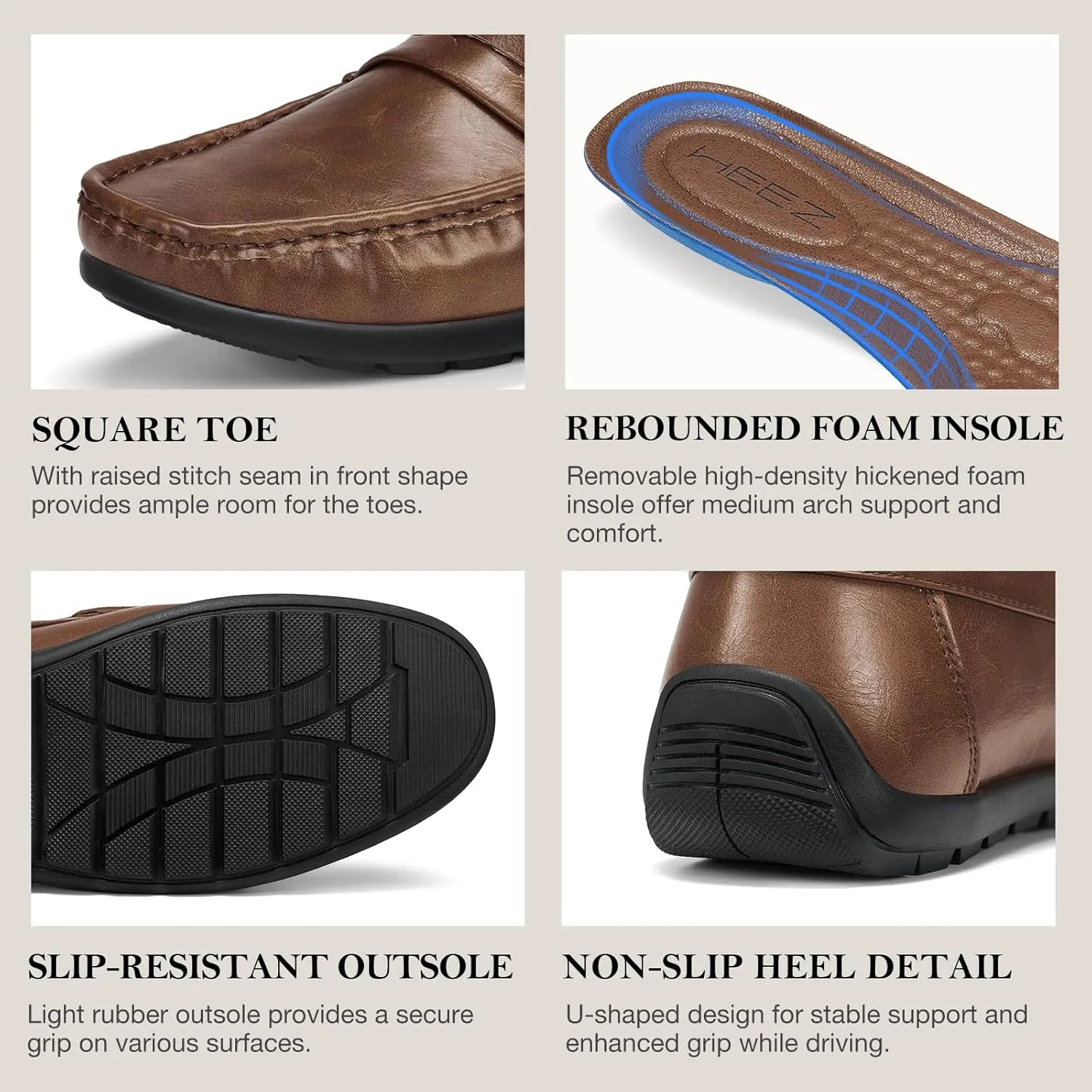 HEEZ Men's Loafers Slip On Shoes Penny Loafers Dress Shoes Leather Casual Driving Boat Shoes for Men