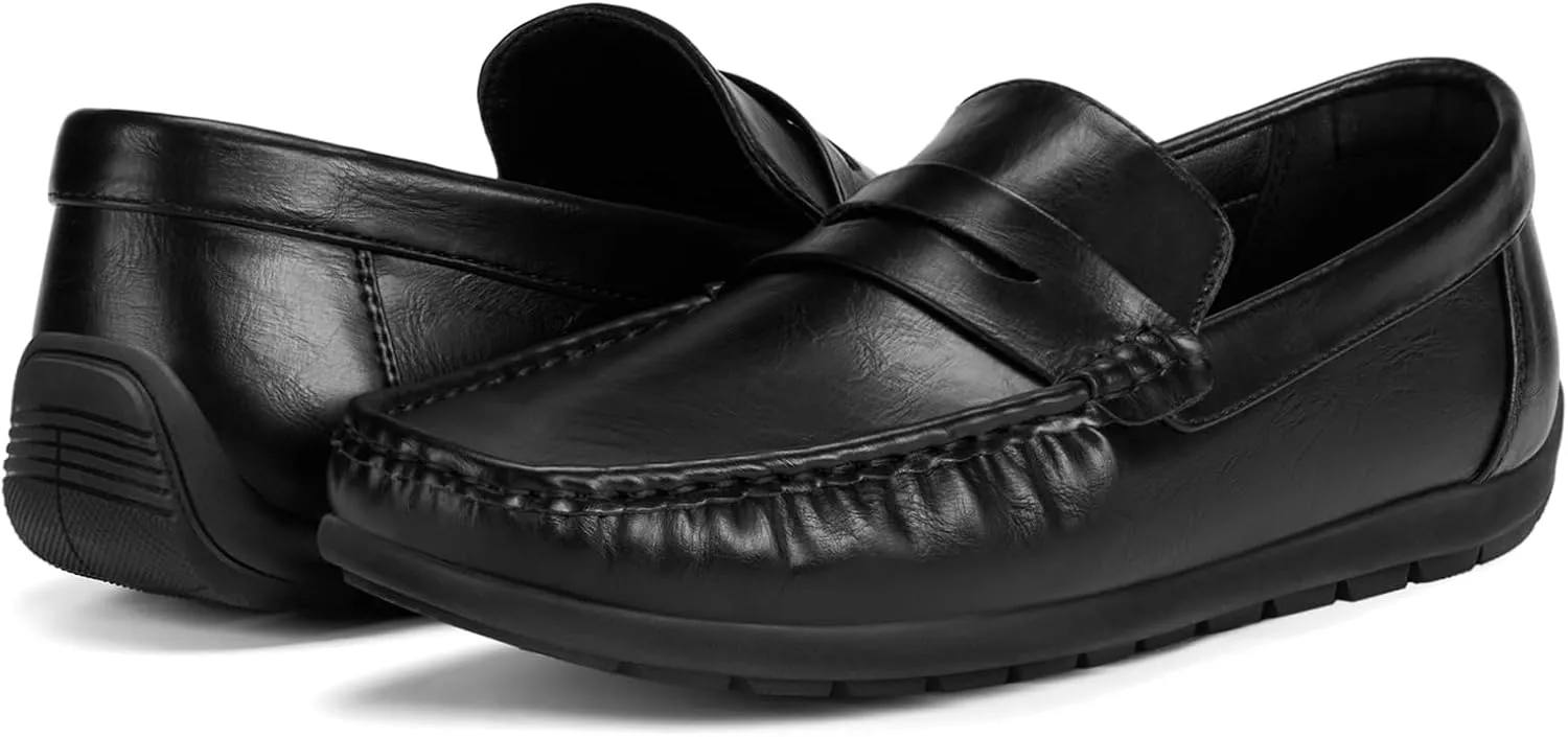 HEEZ Men's Loafers Slip On Shoes Penny Loafers Dress Shoes Leather Casual Driving Boat Shoes for Men