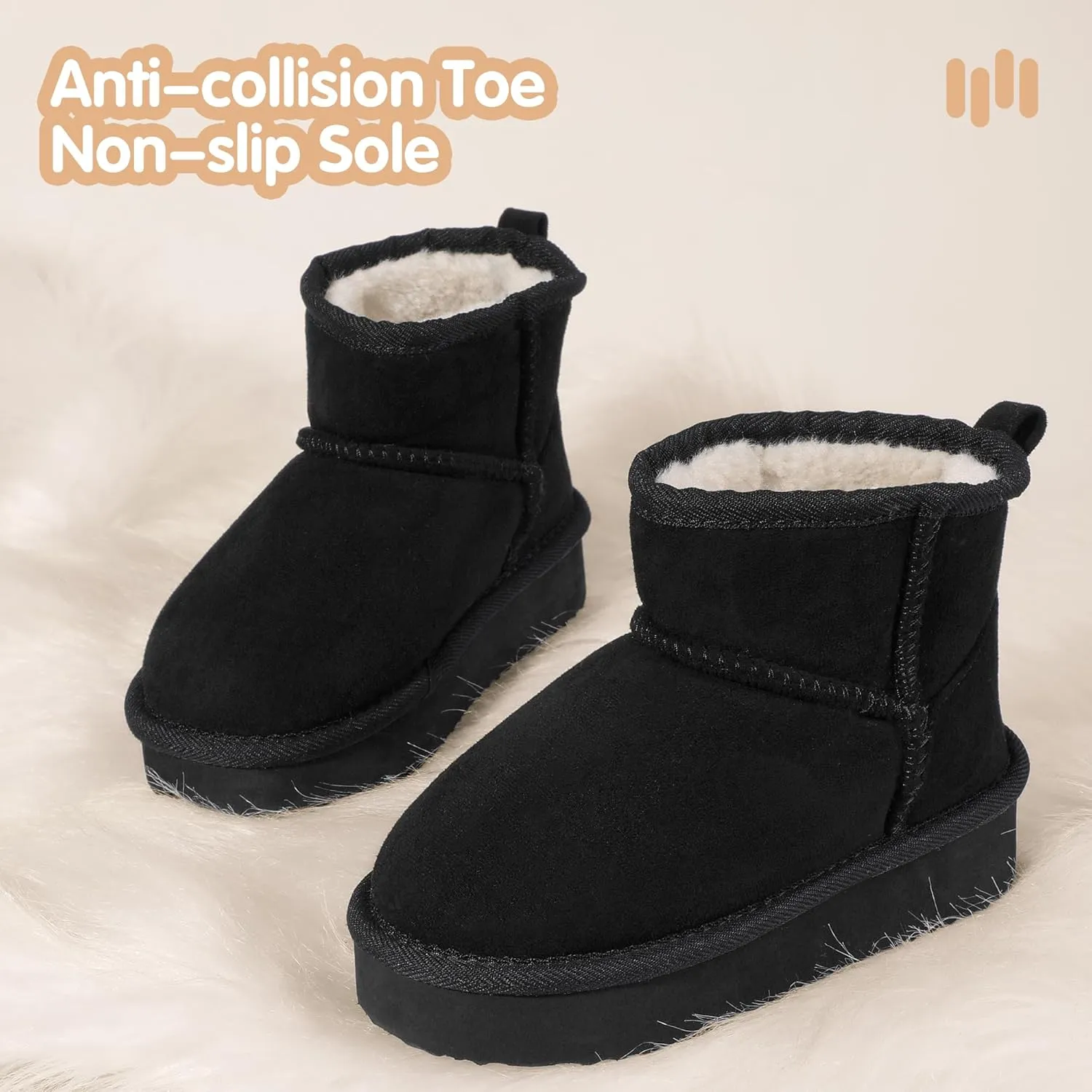 Hehainom Girls Boys Snow Boots Faux Fur Lined Warm Shoes for Toddler Little Big Kid Winter Ankle Boots