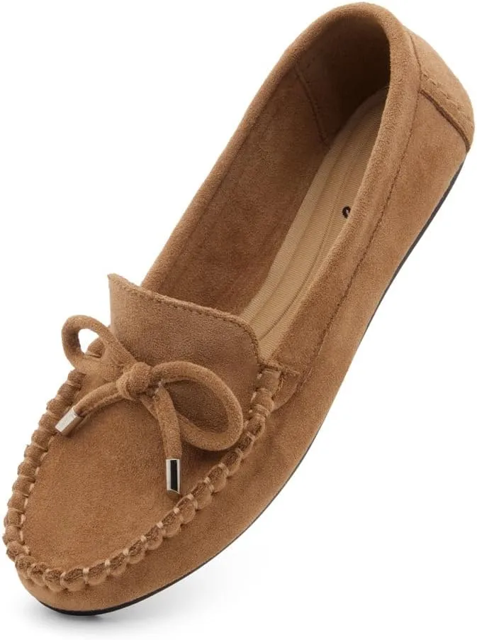 Herstyle Canal Women's Penny Loafers - Slip-On Flat Shoes, Driving Moccasins for Business Casual & Work, Comfortable Flats with Cushioned Footbed, Round Toe & Bow Knot