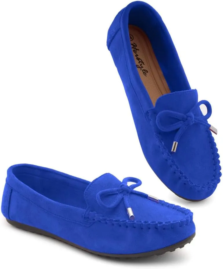 Herstyle Canal Women's Penny Loafers - Slip-On Flat Shoes, Driving Moccasins for Business Casual & Work, Comfortable Flats with Cushioned Footbed, Round Toe & Bow Knot