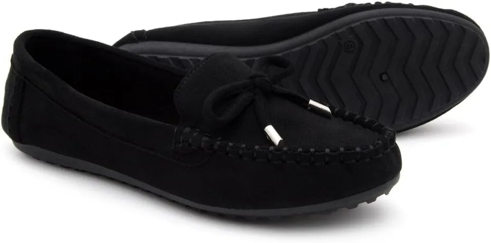 Herstyle Canal Women's Penny Loafers - Slip-On Flat Shoes, Driving Moccasins for Business Casual & Work, Comfortable Flats with Cushioned Footbed, Round Toe & Bow Knot