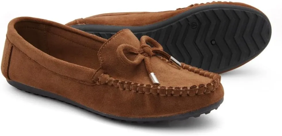 Herstyle Canal Women's Penny Loafers - Slip-On Flat Shoes, Driving Moccasins for Business Casual & Work, Comfortable Flats with Cushioned Footbed, Round Toe & Bow Knot