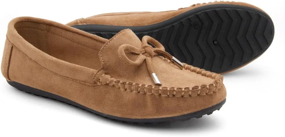 Herstyle Canal Women's Penny Loafers - Slip-On Flat Shoes, Driving Moccasins for Business Casual & Work, Comfortable Flats with Cushioned Footbed, Round Toe & Bow Knot
