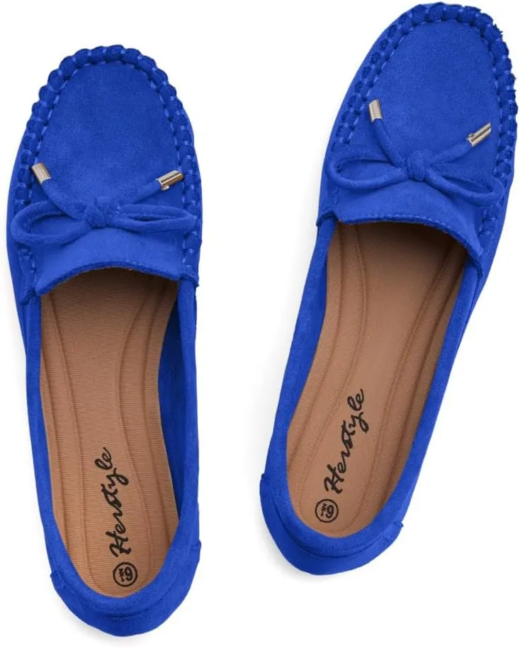 Herstyle Canal Women's Penny Loafers - Slip-On Flat Shoes, Driving Moccasins for Business Casual & Work, Comfortable Flats with Cushioned Footbed, Round Toe & Bow Knot