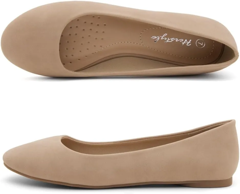 Herstyle Ever Memory Women's Ballet Flats Dressy Flat Shoes Almond Toe Ballerina Comfortable Slip-On Casual Flats for Daily Wear Work Office and Party