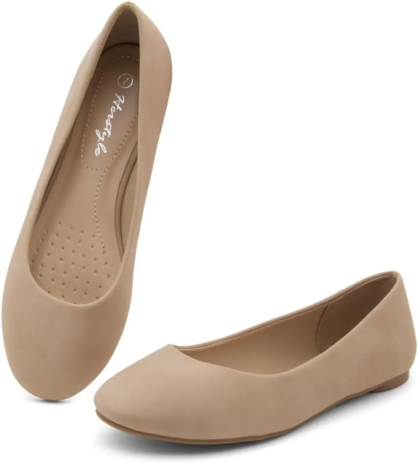 Herstyle Ever Memory Women's Ballet Flats Dressy Flat Shoes Almond Toe Ballerina Comfortable Slip-On Casual Flats for Daily Wear Work Office and Party