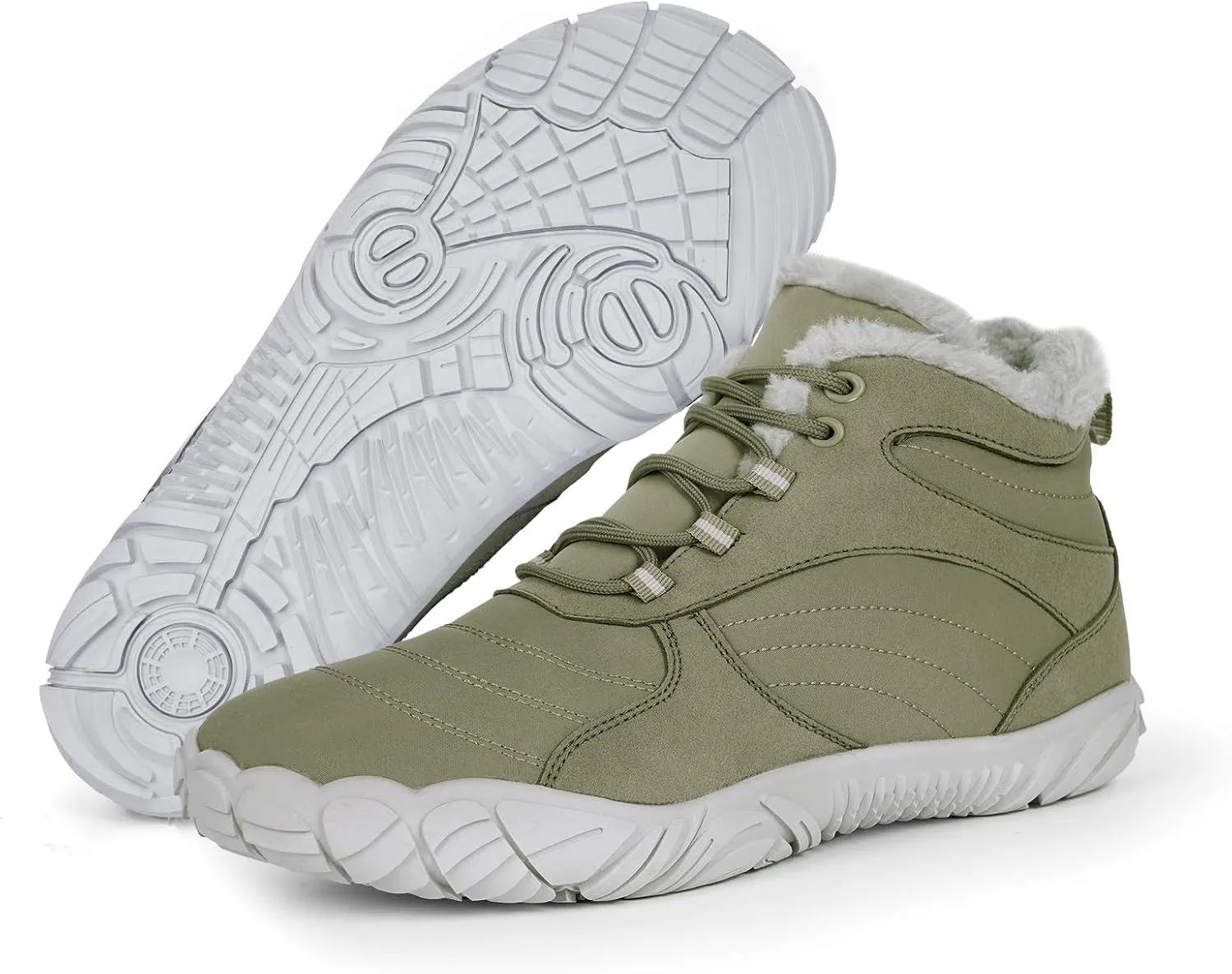 Hike Winter Barefoot Shoes Women Men, Winter Snow Boots Minimalist Suede Slouchy Shoes Waterproof & Wide Toe Box & Non-Slip Running Walking Boots Sneakers