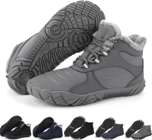 Hike Winter Barefoot Shoes Women Men, Winter Snow Boots Minimalist Suede Slouchy Shoes Waterproof & Wide Toe Box & Non-Slip Running Walking Boots Sneakers