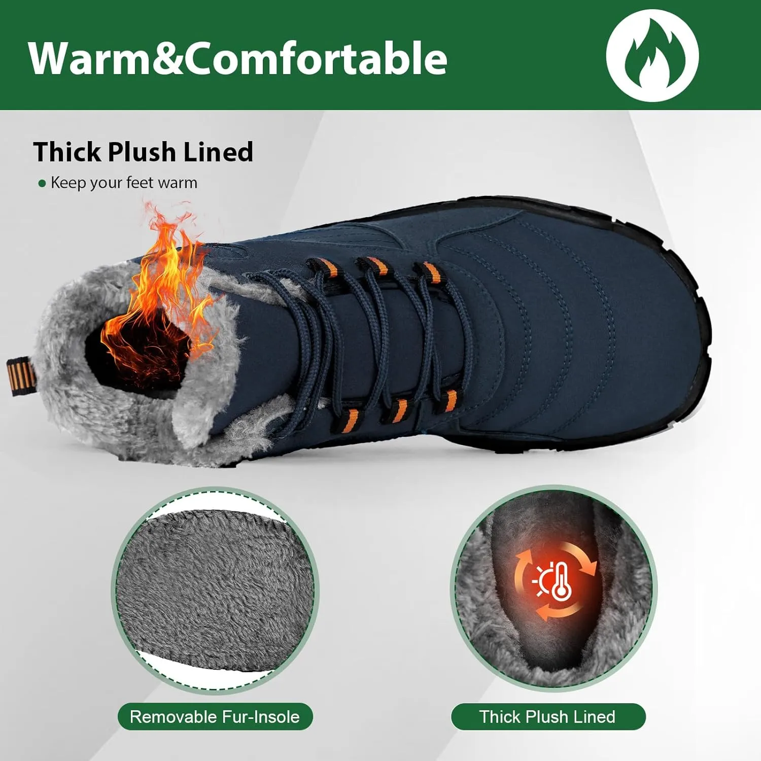 Hike Winter Barefoot Shoes Women Men, Winter Snow Boots Minimalist Suede Slouchy Shoes Waterproof & Wide Toe Box & Non-Slip Running Walking Boots Sneakers