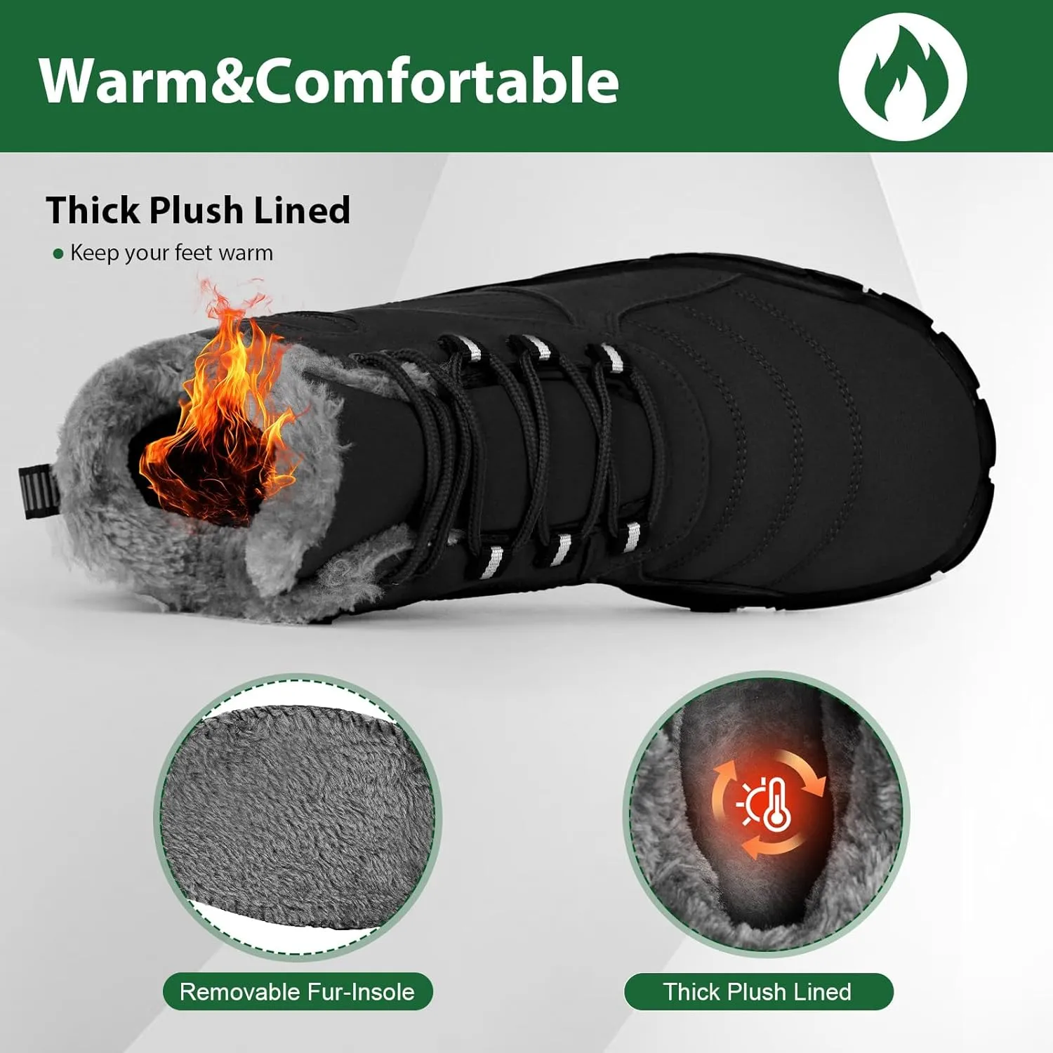 Hike Winter Barefoot Shoes Women Men, Winter Snow Boots Minimalist Suede Slouchy Shoes Waterproof & Wide Toe Box & Non-Slip Running Walking Boots Sneakers
