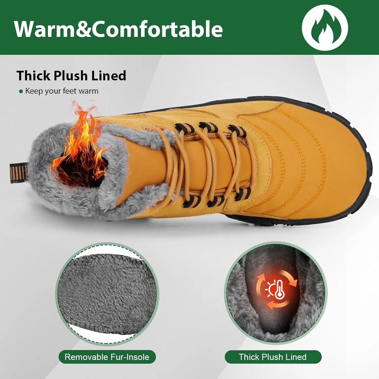 Hike Winter Barefoot Shoes Women Men, Winter Snow Boots Minimalist Suede Slouchy Shoes Waterproof & Wide Toe Box & Non-Slip Running Walking Boots Sneakers
