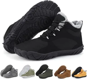 Hike Winter Barefoot Shoes Women Men, Winter Snow Boots Minimalist Suede Slouchy Shoes Waterproof & Wide Toe Box & Non-Slip Running Walking Boots Sneakers
