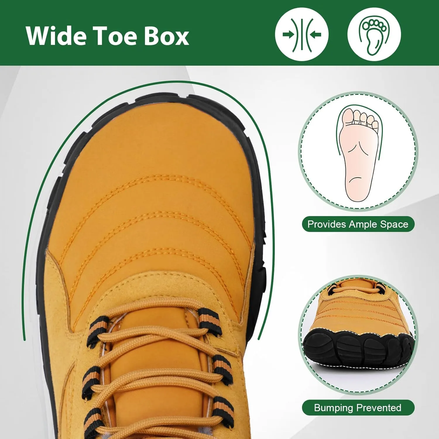 Hike Winter Barefoot Shoes Women Men, Winter Snow Boots Minimalist Suede Slouchy Shoes Waterproof & Wide Toe Box & Non-Slip Running Walking Boots Sneakers