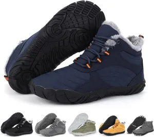 Hike Winter Barefoot Shoes Women Men, Winter Snow Boots Minimalist Suede Slouchy Shoes Waterproof & Wide Toe Box & Non-Slip Running Walking Boots Sneakers
