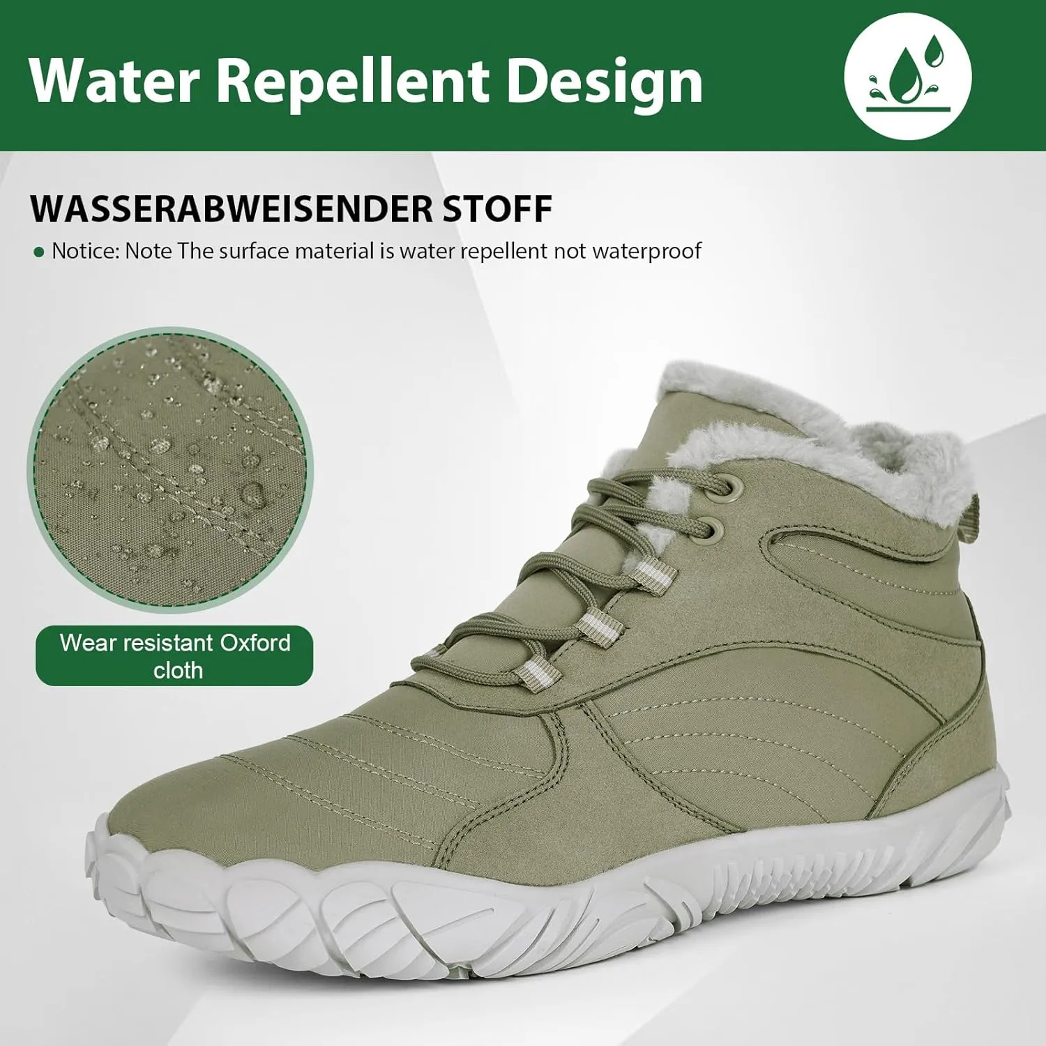 Hike Winter Barefoot Shoes Women Men, Winter Snow Boots Minimalist Suede Slouchy Shoes Waterproof & Wide Toe Box & Non-Slip Running Walking Boots Sneakers