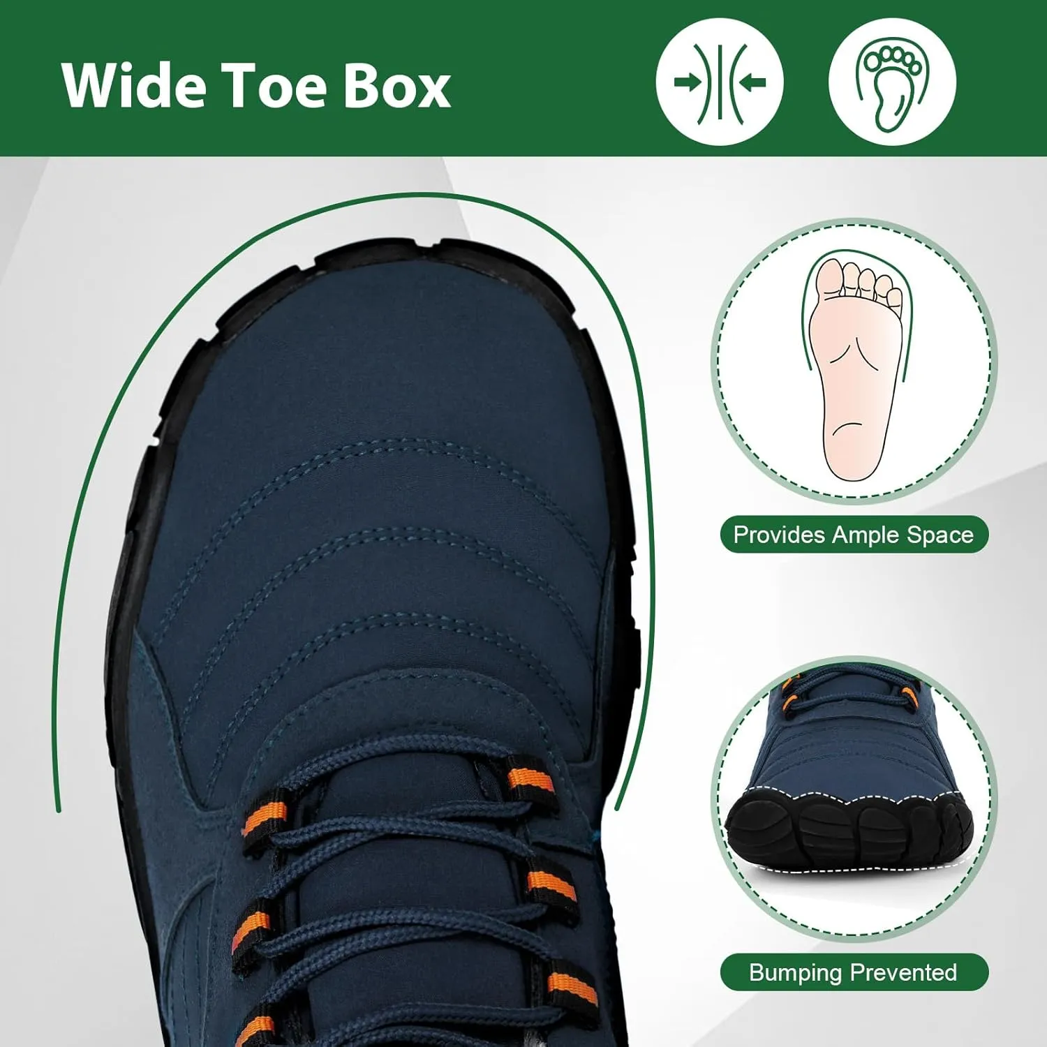 Hike Winter Barefoot Shoes Women Men, Winter Snow Boots Minimalist Suede Slouchy Shoes Waterproof & Wide Toe Box & Non-Slip Running Walking Boots Sneakers