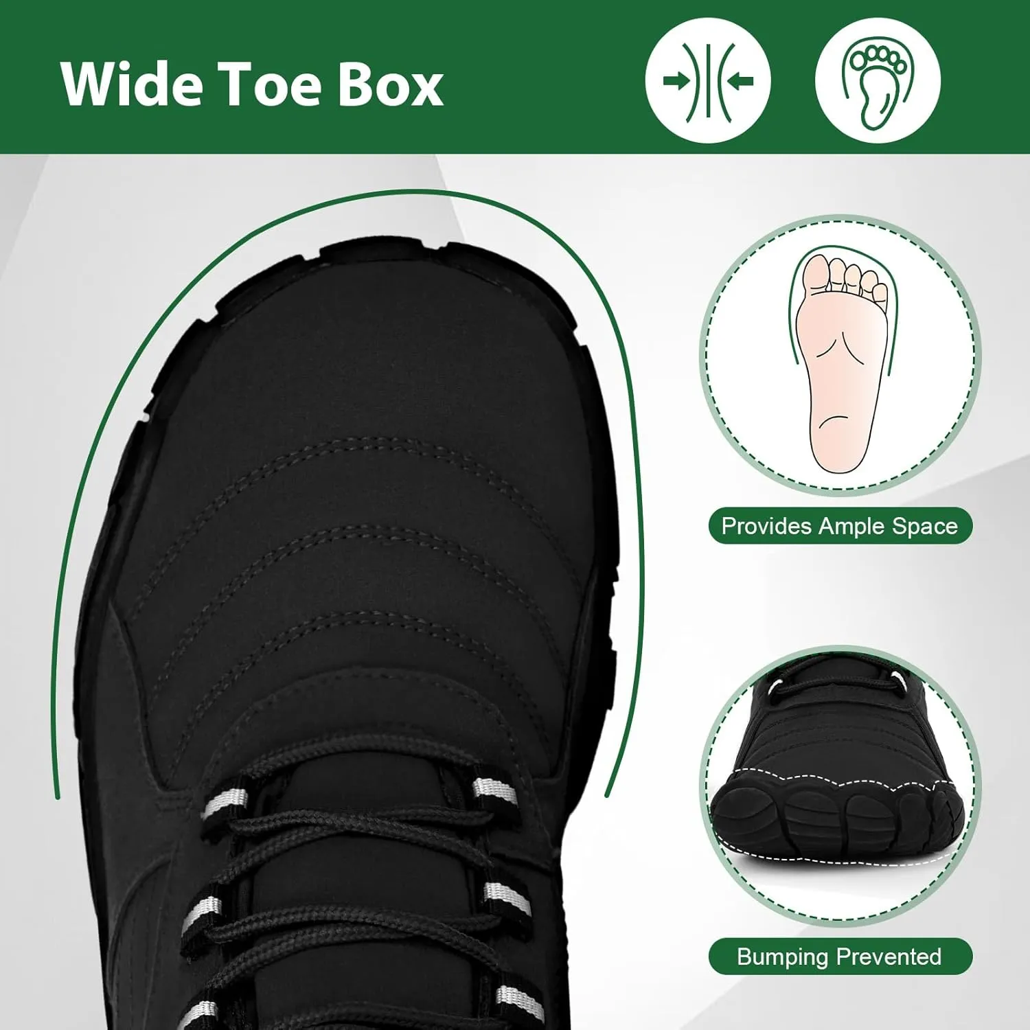 Hike Winter Barefoot Shoes Women Men, Winter Snow Boots Minimalist Suede Slouchy Shoes Waterproof & Wide Toe Box & Non-Slip Running Walking Boots Sneakers