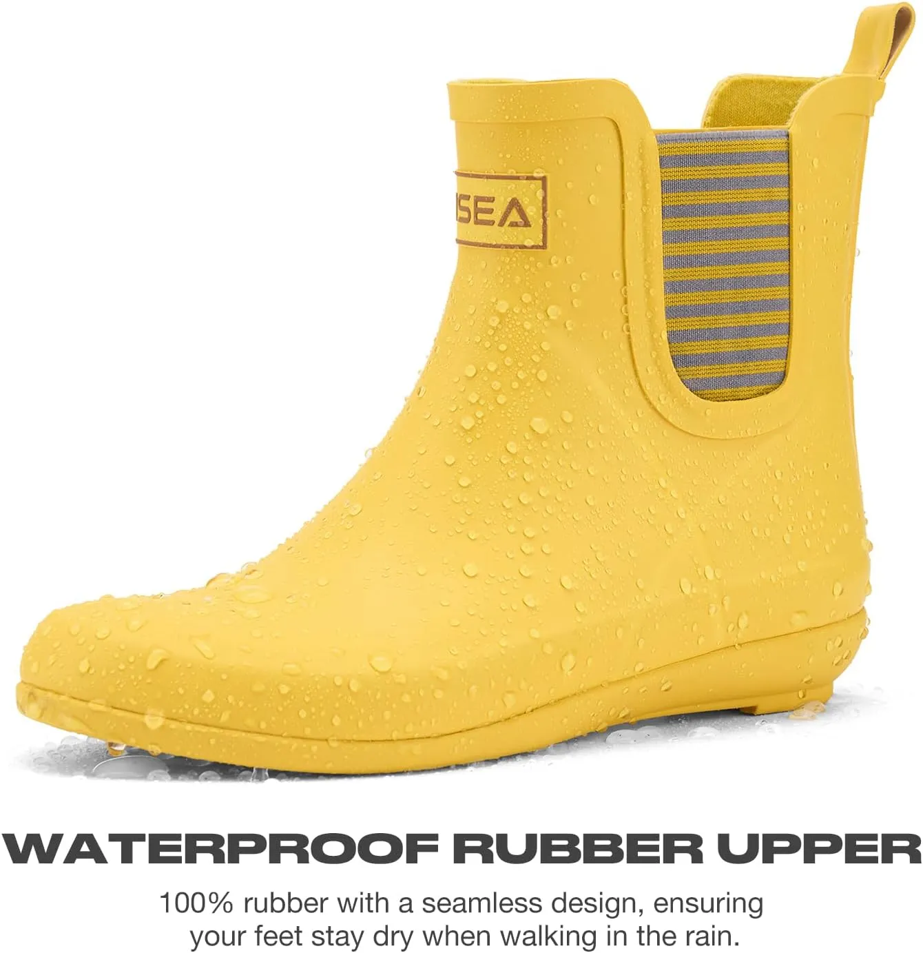 HISEA Women's Ankle Rain Boots Waterproof Chelsea Boots Rubber Garden Shoes Wedge Heel Anti-Slipping Rainboots for Ladies with Comfort Insole Short Rain Shoes Outdoor Work Booties