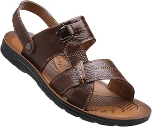 HNVAVQ Men's Sandals Leather Beach Sandals Outdoor Summer Sport Sandals Walking Sandals Fisherman Slippers
