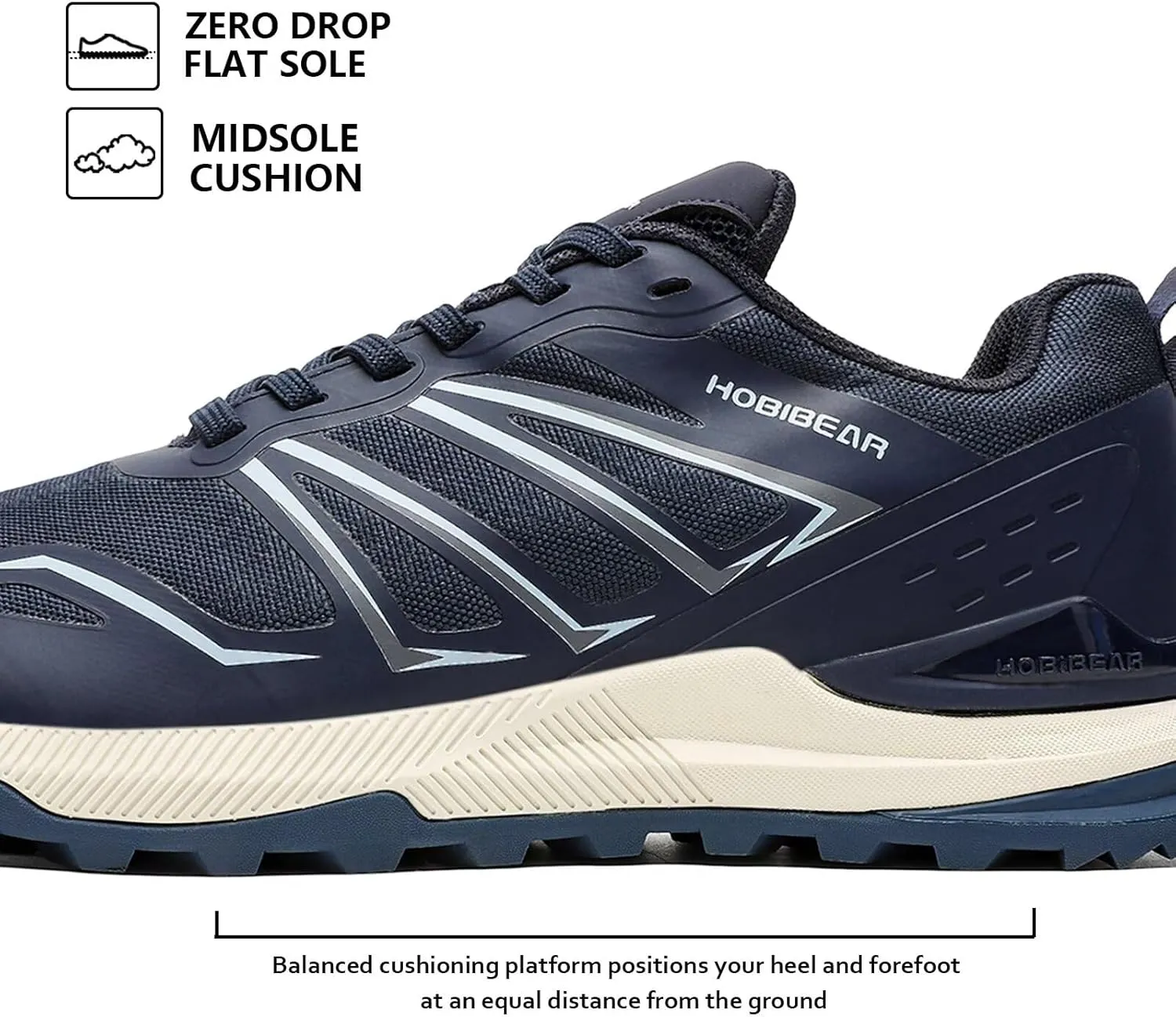 HOBIBEAR Men's Trail Running Shoes | Wide Toe | Trekking | Non-Slip Hiking Sneakers