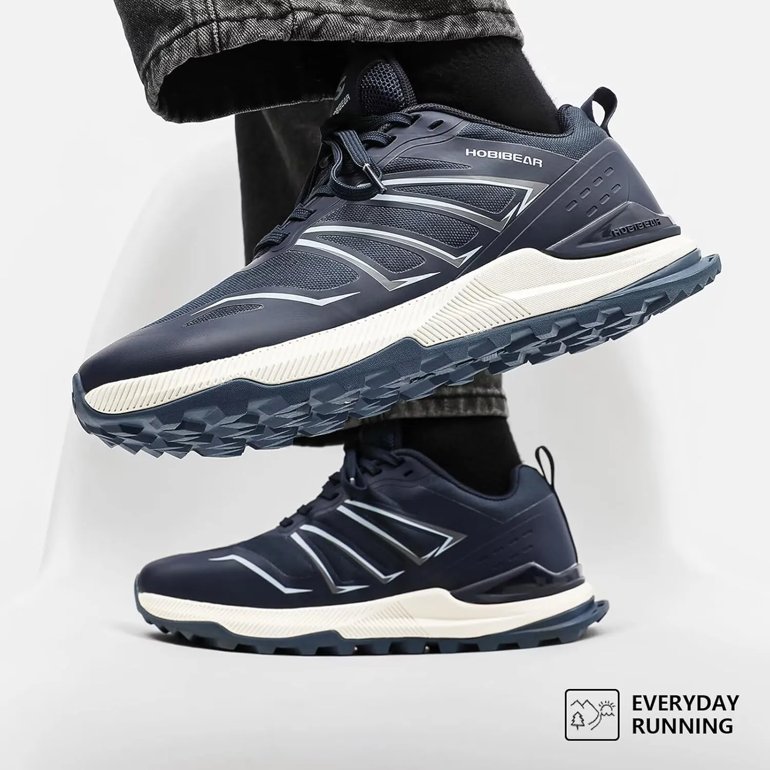 HOBIBEAR Men's Trail Running Shoes | Wide Toe | Trekking | Non-Slip Hiking Sneakers