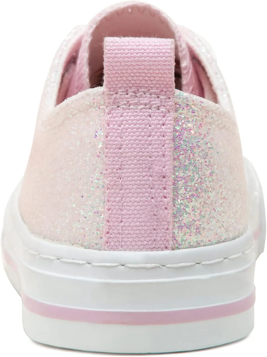 HugRain Little Girls Kids Classic Sparkle Low Top Lace Up Sneakers Walking Shoes