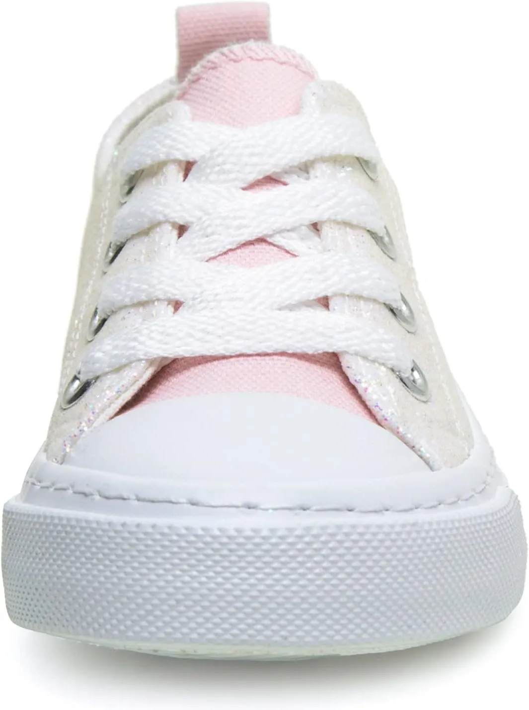 HugRain Little Girls Kids Classic Sparkle Low Top Lace Up Sneakers Walking Shoes