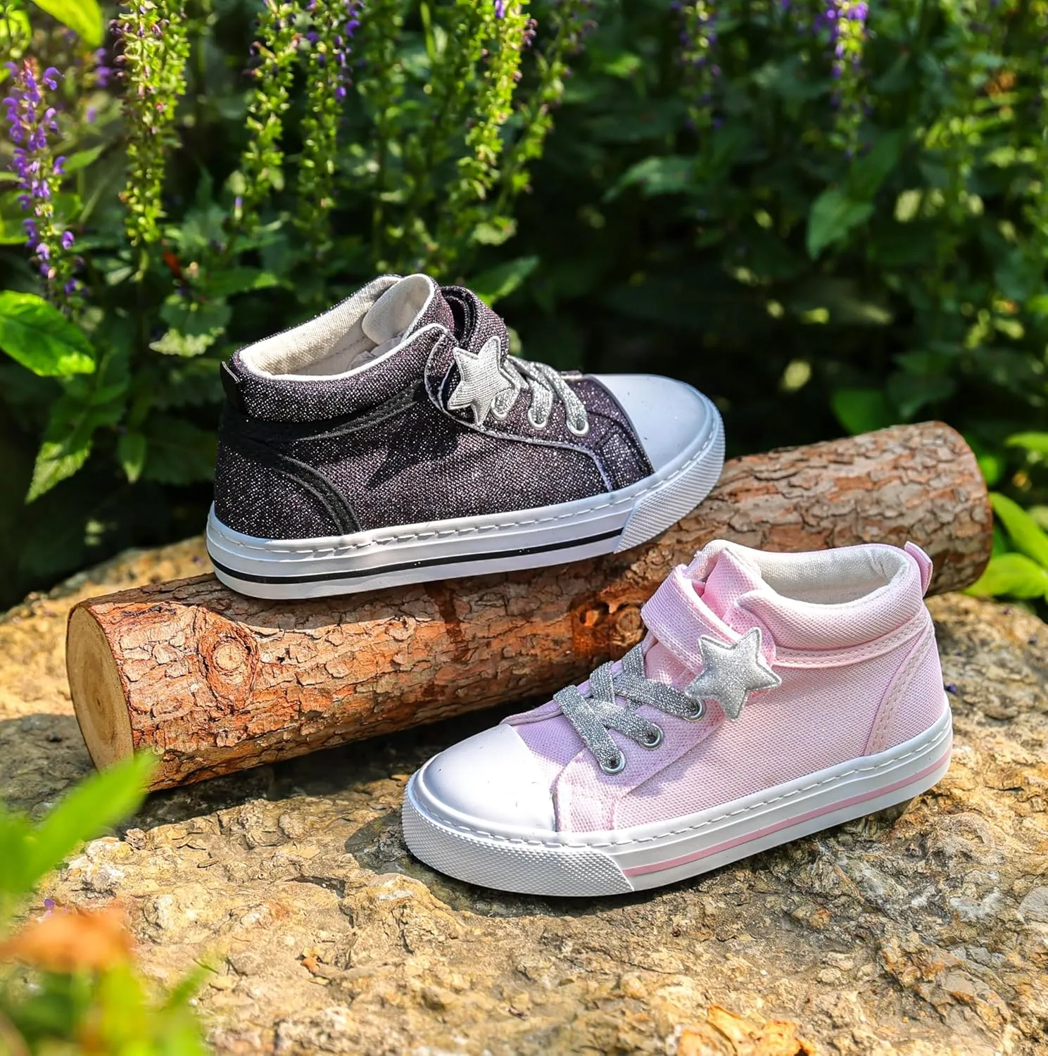 HugRain Toddler Girls Kids Sparkle Fashion Outdoor Walking Sneakers