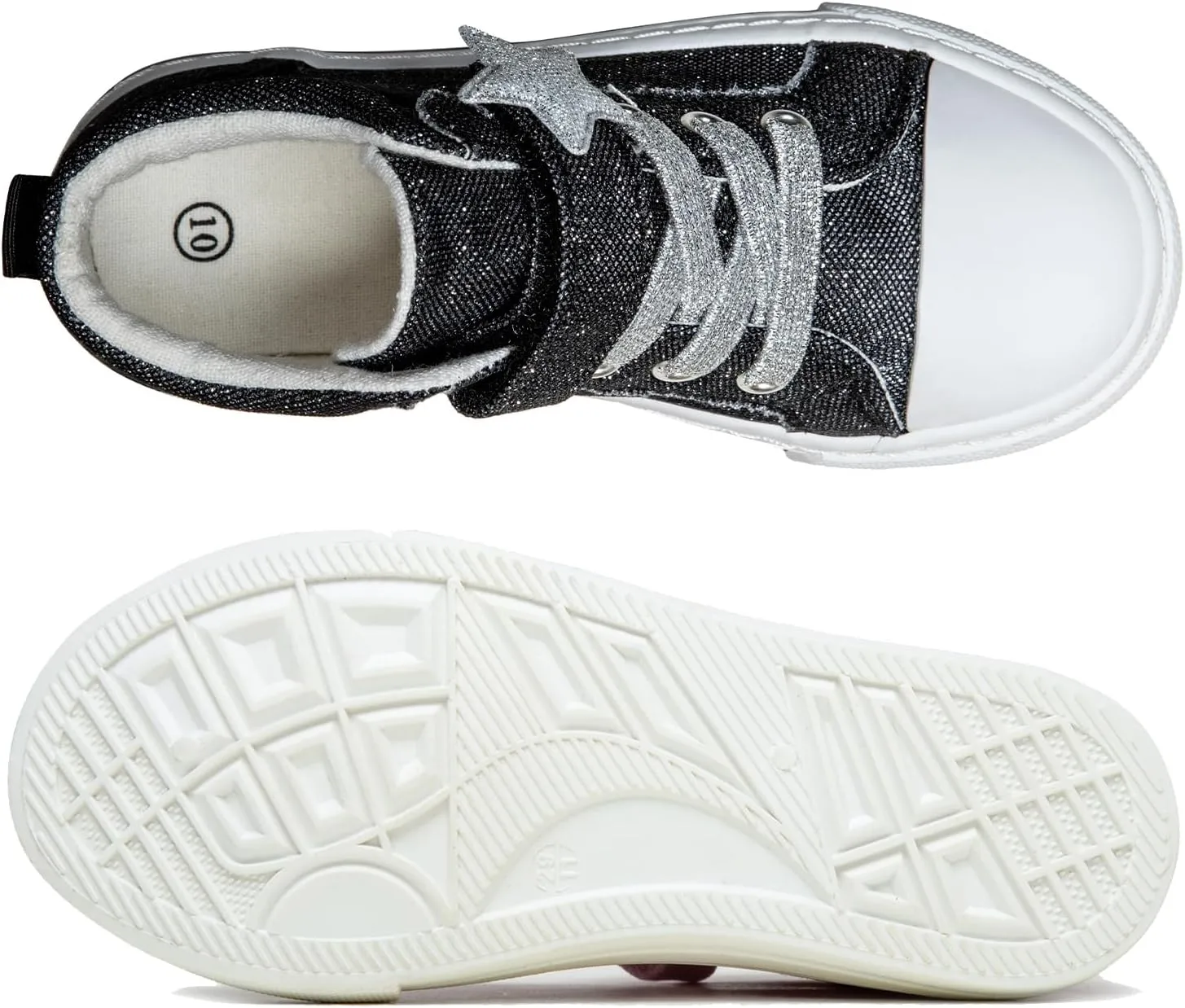 HugRain Toddler Girls Kids Sparkle Fashion Outdoor Walking Sneakers