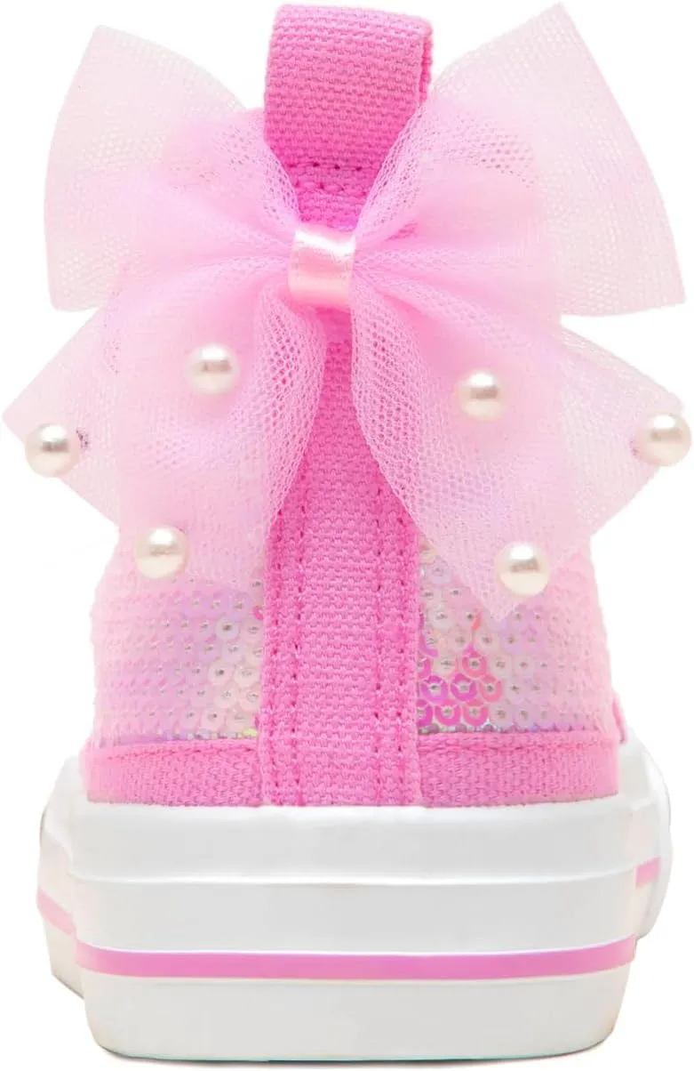 HugRain Toddler Girls Kids Sparkle Fashion Outdoor Walking Sneakers