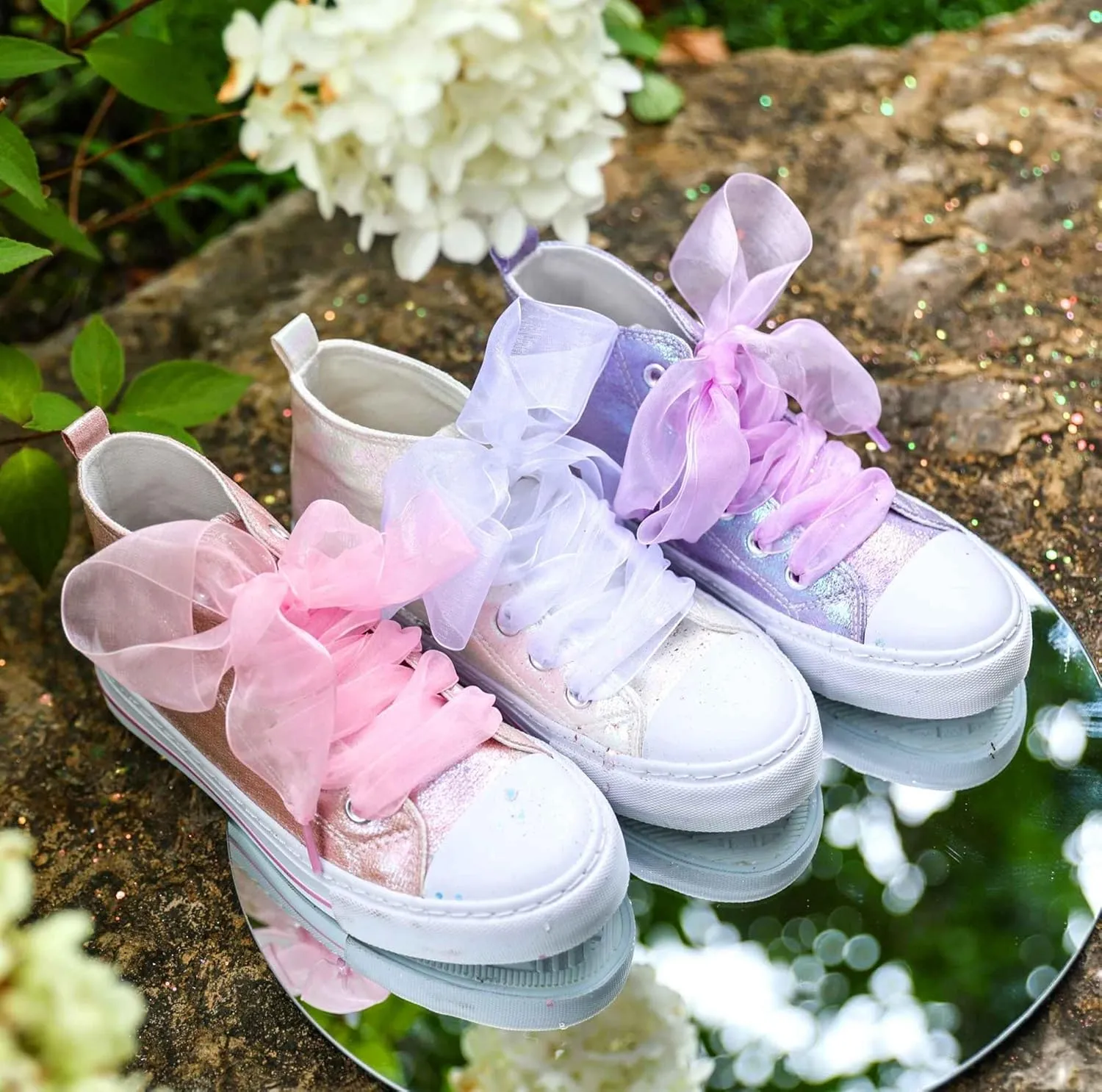 HugRain Toddler Girls Kids Sparkle Fashion Outdoor Walking Sneakers