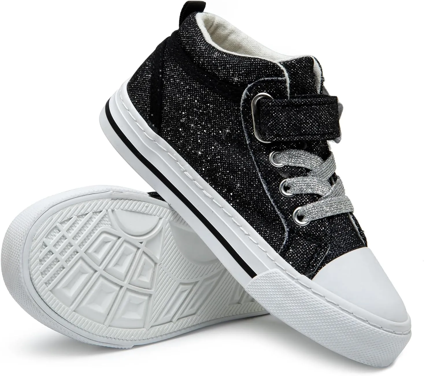 HugRain Toddler Girls Kids Sparkle Fashion Outdoor Walking Sneakers