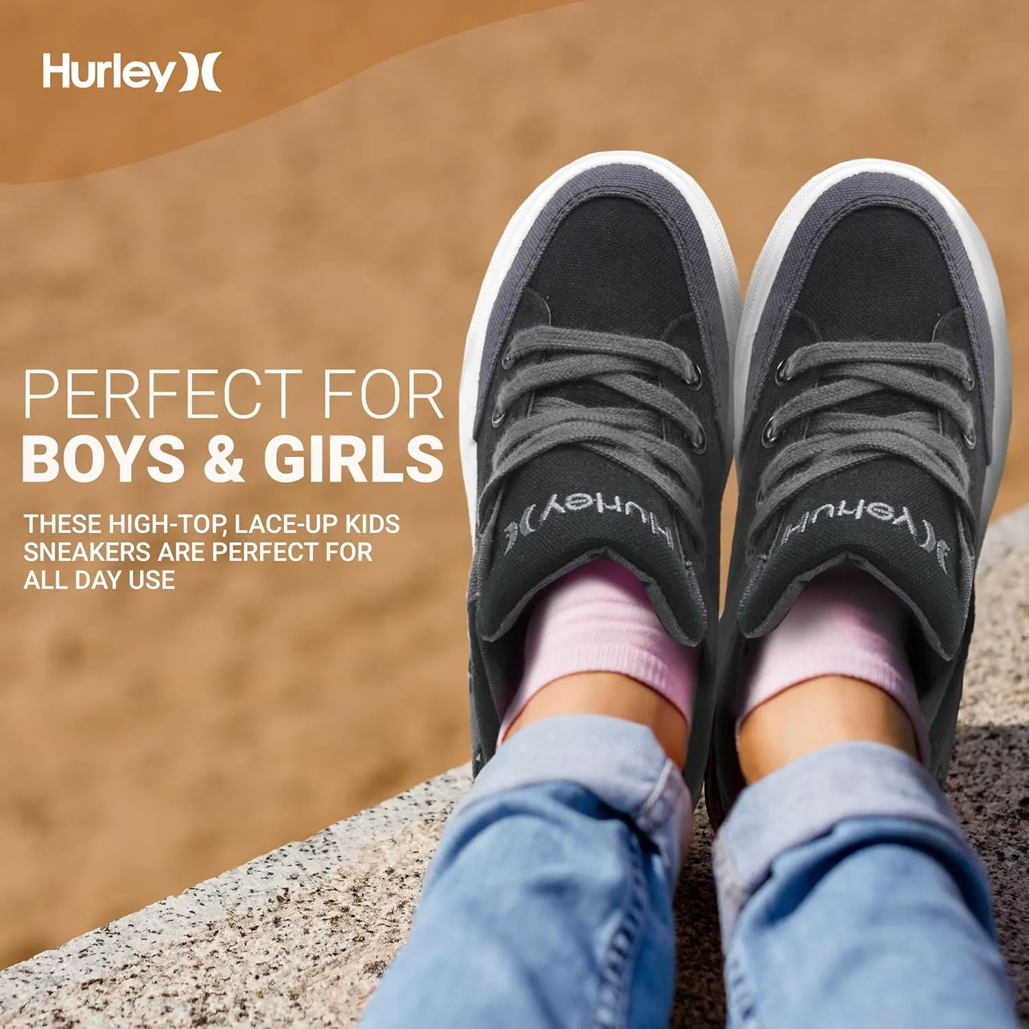 Hurley Roddy Kids High Top Skateboard Sneakers, Sports Shoes for Boys and Girls
