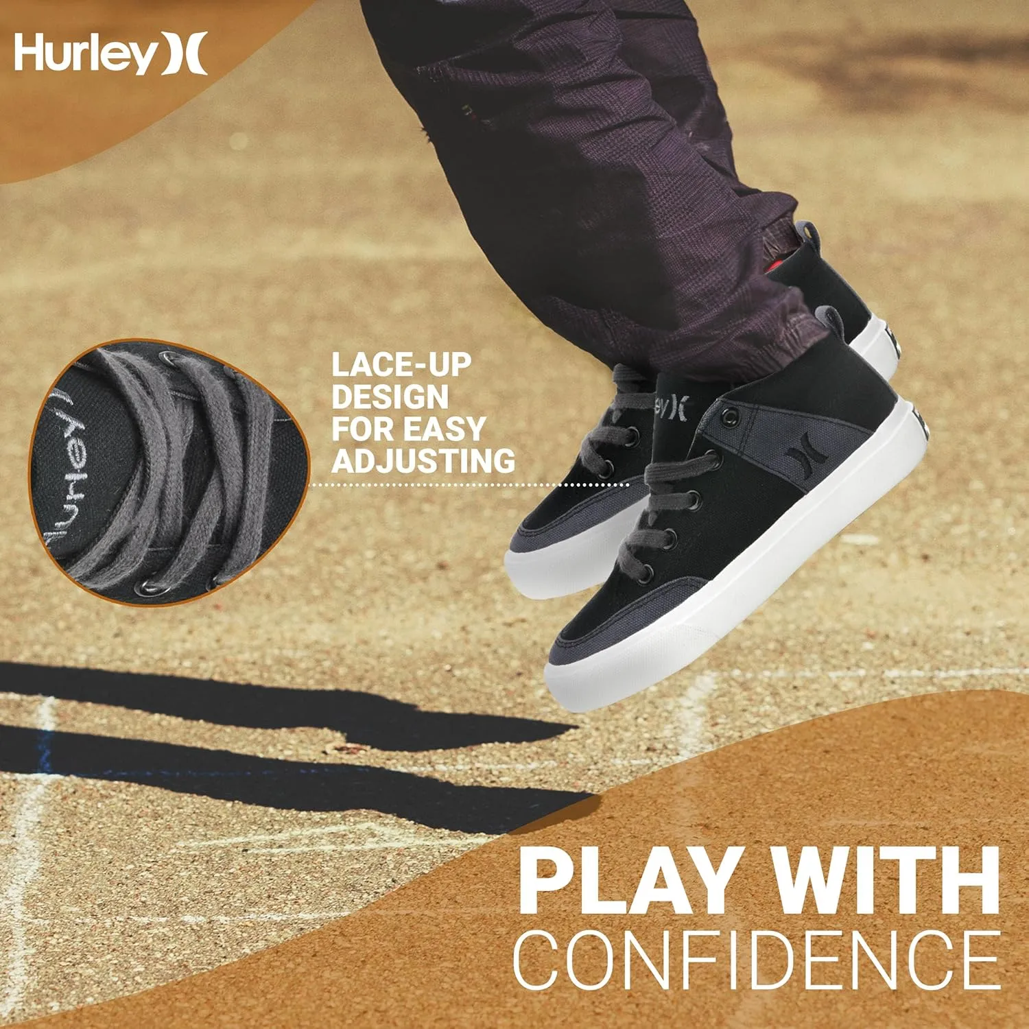 Hurley Roddy Kids High Top Skateboard Sneakers, Sports Shoes for Boys and Girls