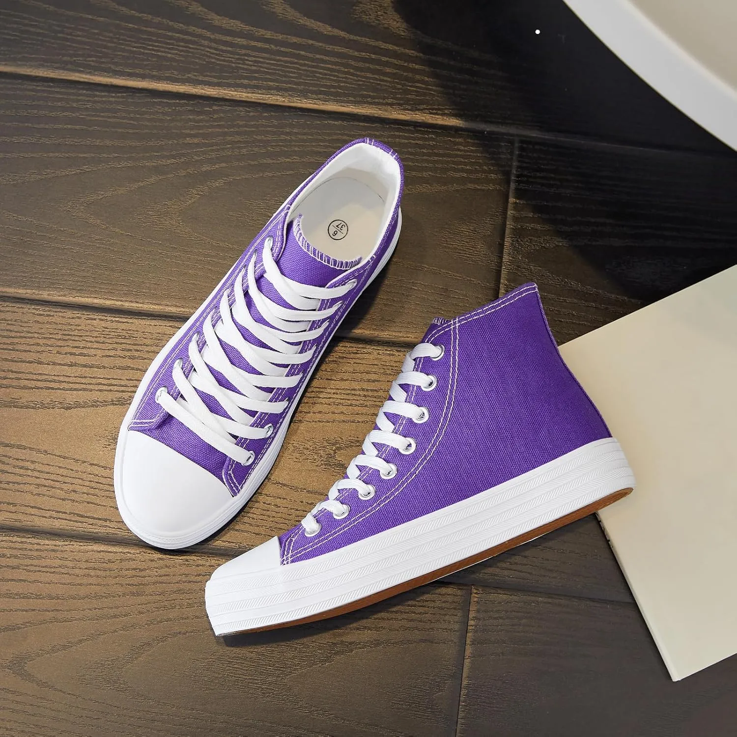 HYPOCRUTE Womens High Top Sneakers Classic Canvas Shoes for Women Lace Up Canvas Sneakers Casual Tennis Shoes for Walking
