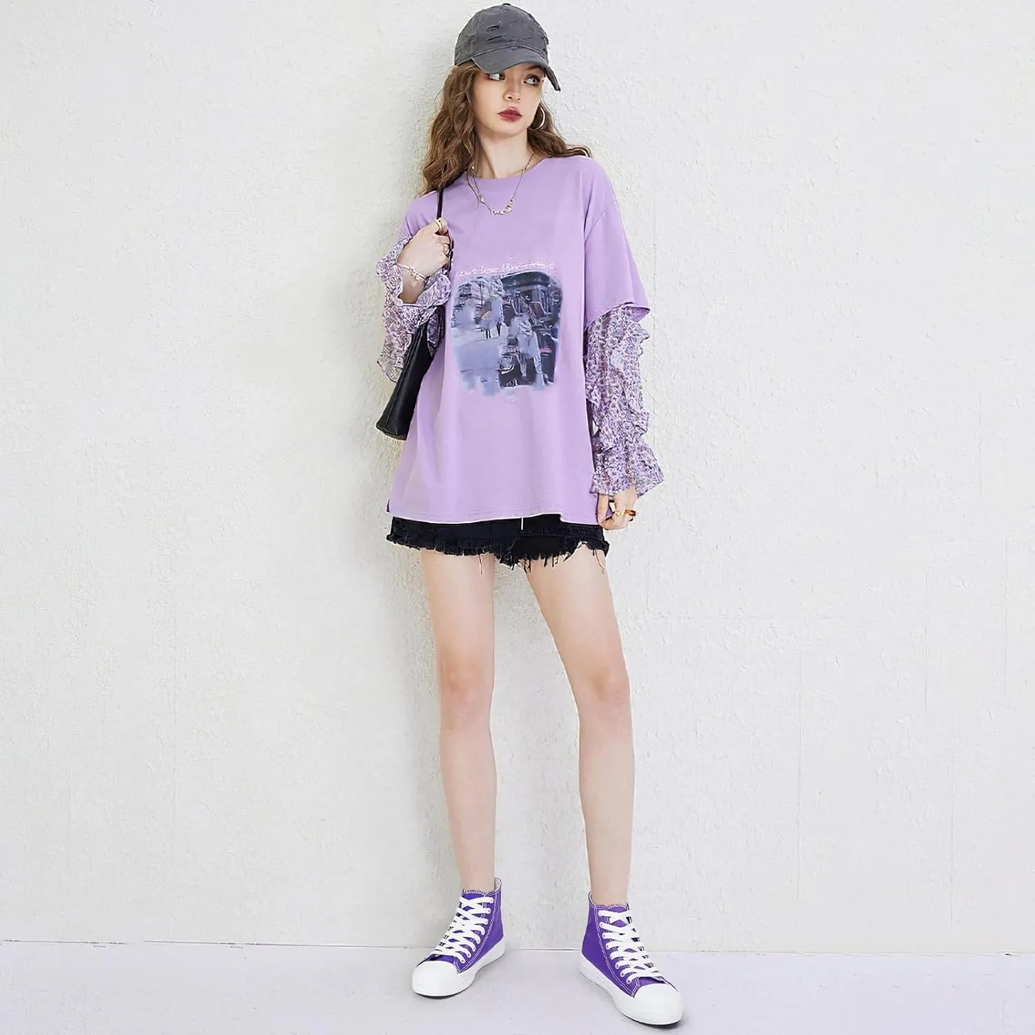 HYPOCRUTE Womens High Top Sneakers Classic Canvas Shoes for Women Lace Up Canvas Sneakers Casual Tennis Shoes for Walking